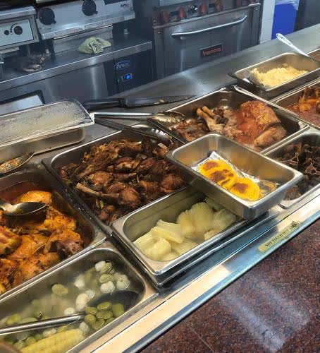 Hot food counter at Justin's Deli